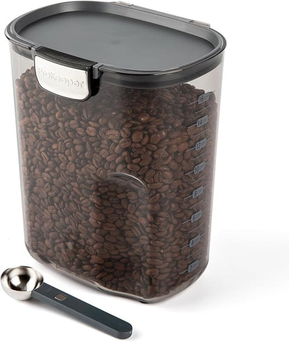 ProKeeper+ by Progressive International Clear Plastic Airtight Food Baker's Kitchen Storage Organization Container Canister Set with Magnetic Accessories (Coffee 4.3-Quart)