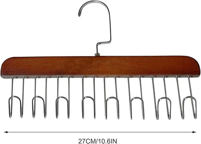Anti Slip Multi Hook Coat Rack Storage Hangers, Wooden Belt Hanger for Closet with 8 Hooks, Anti Slip Multi Hook Coat Rack, Multifunctional Hanger with Multiple Hooks for Ties, Scarves (A, One Size)
