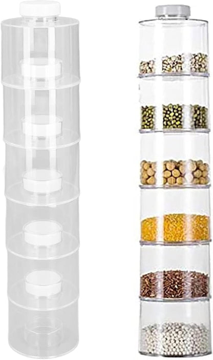 Gavigain 6-Piece Stackable Spice Jars Spice Storage Spice Tower Clear Spice Bottles Kitchen Organizer Spice Pot for Home Cooking