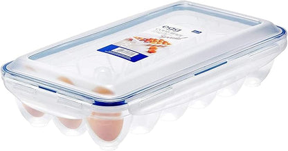 Lock & Lock HPL955 Egg Storer for 18 Eggs- Clear/Blue, 32 x 17.5 x 32 cm