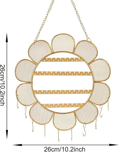 Flower Shaped Earring Holder Wall Mounted Earring Rack Hanging Jewelry Organizer Wall Necklaces Storage Grid Shape Jewelry Display Stand for Stud Earring Bracelets