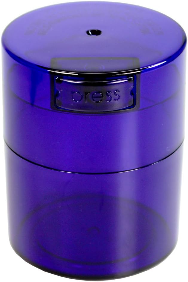 Tightvac - Premium Airtight Herb Storage Container - Holds ½ oz to 3 ounces - Keep Your Herbs and Dry Goods Fresh and Flavorful. Blue Tint