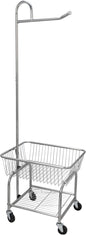 Household Essentials 6028-1 Rolling Laundry Cart with Hanging Bar - Chrome Finish, STORAGE, Metallic