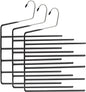 3Pcs 13x14 Inch Pants Hangers 5 Tier High Manganese Steel Space Saving Hangers with PVC Wrap E-Shaped for Tie Belt Scarf