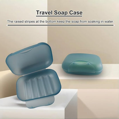Soap Holder Container, Vonpri Portable Bar Soap Saver Scrubber Case for Bathroom and Kitchen (Dark Blue)