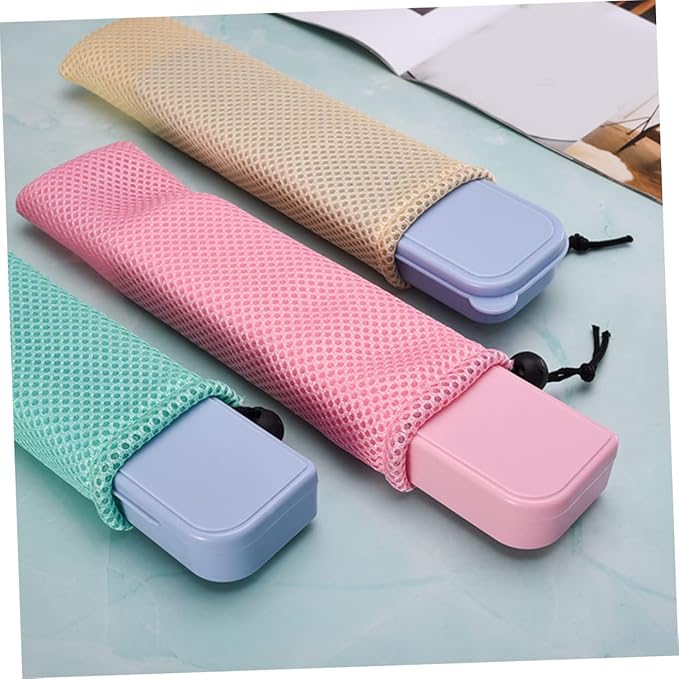 6pcs Portable Travel Utensil Bag Mesh Drawstring Case for Flatware Tableware Outdoor Camping Picnics Bbqs Everyday Use