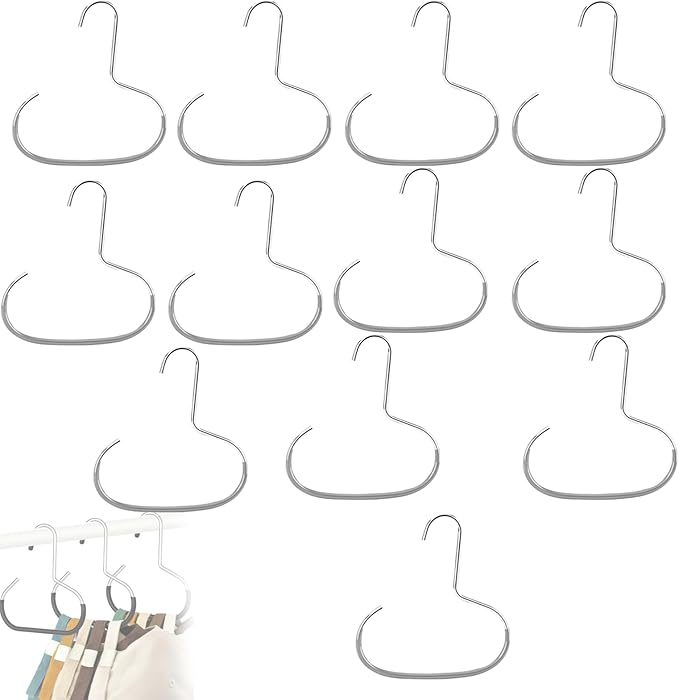 Durable Steel Hangers: Maximize Closet Space with Versatile Storage, Stainless Steel Hat Hangers for Closet, Hat Rack Hats Holder for Baseball Caps, Scarf and Hats Organizer (Gray,12 PCS)