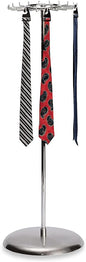 SSWBasics Revolving Belt, Scarf, and Tie Rack (Chrome) - Tie Organizer for Men - Belt and Scarf Rack, Space Saving Closet Organizer for Home, Retail, Thrift, Boutique, Vendor Shows - Sturdy and Sleek