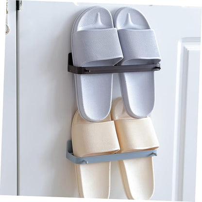 Wall-mounted Shoe Rack Sticky Hanging Strips for Shoes Slippers Sandals Garage Door Wall Storage Organizer over The Door Hangers Plastic Random Color