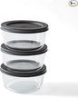 6-Piece Glass Food Storage Containers Set (3 Containers + 3 BPA-Free Lids) | 2-Cup, Leakproof | Microwave, Freezer, Oven & Dishwasher Safe | Ideal for Meal Prep & Pantry Organization, Black