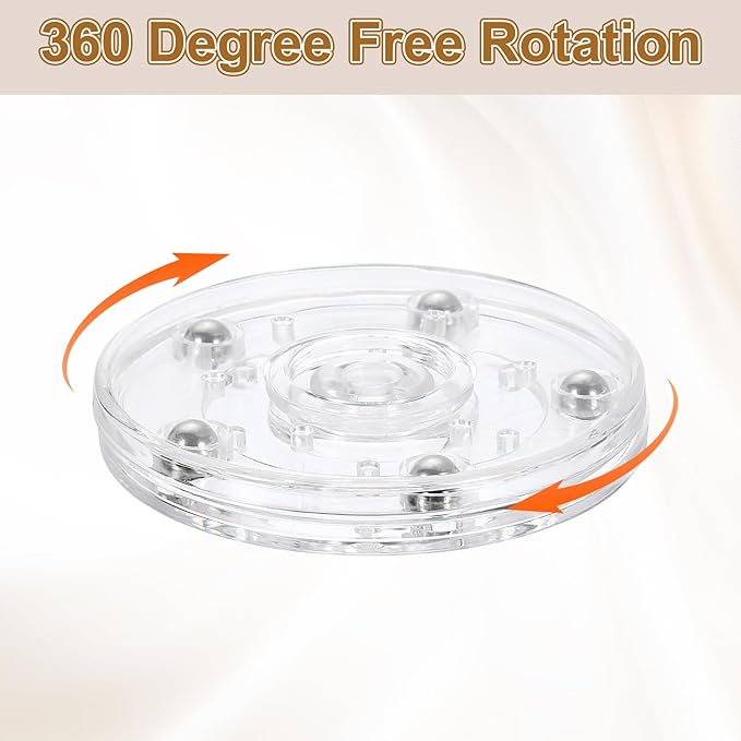 uxcell 3Pack Acrylic Lazy Susan Turntable, 3" Spinner Lazy Susan Turntable Organizer, Acrylic Ball Bearing Rotating Tray for Pantry Spice Rack Decorating, Clear