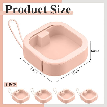 Kathfly 4 Pcs Pink Hair Tie Organizer Portable Hair Accessory Storage Containers Stackable Tie Bobby Pin Holder Home Cotton Swab Dispenser Accessories Jewelry Organizer Box