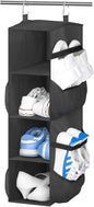SLEEPING LAMB Short Hanging Shoe Organizer for Closet Storage with Mesh Side Pockets Holds 8 Pairs, Hanging Shoe Rack Hanger RV, Camper, Black
