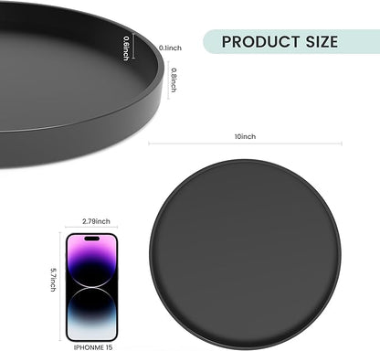 2 Pack 10" Bathroom and Vanity Tray, ABS Bathroom Counter Organizer, Coffee Table Decor for Perfume, Candles, Keys &More. Kitchen Countertop Organizer, Decorative Tray Soap Holder, Black