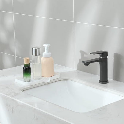 MicoYang Silicone Bathroom Soap Dishes with Drain Spout-Bathroom and Kitchen Sink Organizer,Sponge Holder,Dish Soap Tray,Perfect for Dispenser,Scrubber,Bottle,Cup on Sink or Counter-White 9.6"×5.3"