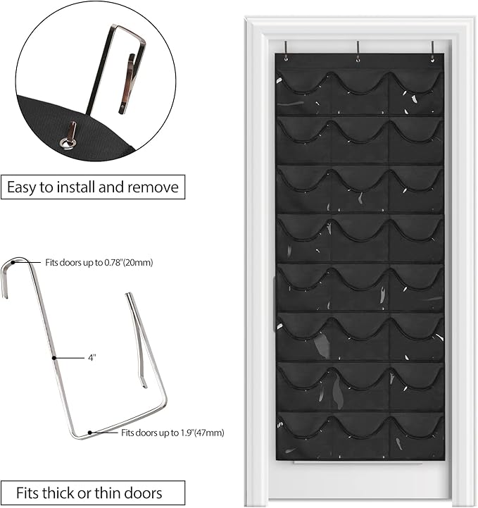 Dofilachy Hat Organizer Racks for Baseball Caps, Visible Hat Holder Rack for Wall Door with 3 Hooks, 24 Deep Pockets
