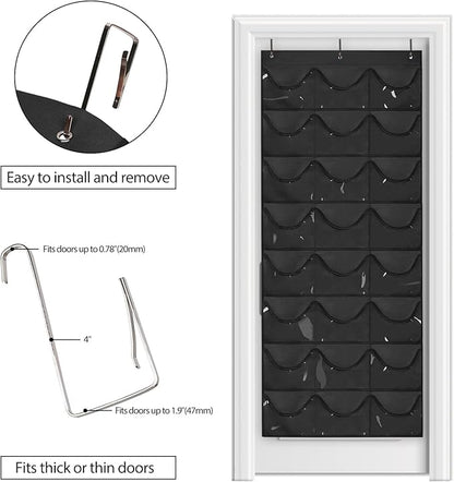 Dofilachy Hat Organizer Racks for Baseball Caps, Visible Hat Holder Rack for Wall Door with 3 Hooks, 24 Deep Pockets