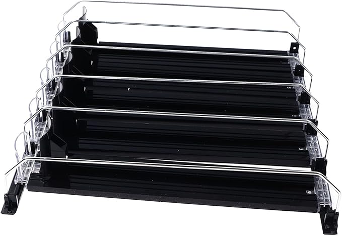 Refrigerator Drinks Organizer Spring Loaded Adjustable Push Rod Slide Rail Beverage Can Dispenser for Beer Drinks 38cm (Black)