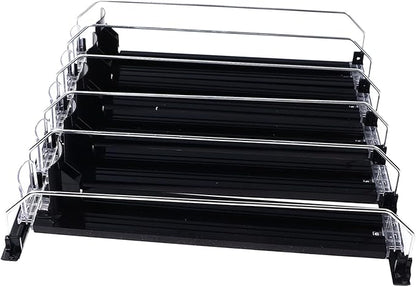 Refrigerator Drinks Organizer Spring Loaded Adjustable Push Rod Slide Rail Beverage Can Dispenser for Beer Drinks 38cm (Black)