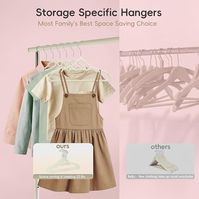 GoodtoU 50 Pack Velvet Baby Hangers, 12.8 Inch Non-Slip Toddler Clothes Hangers, for Infant Coats, Dresses & Pants, White - Car