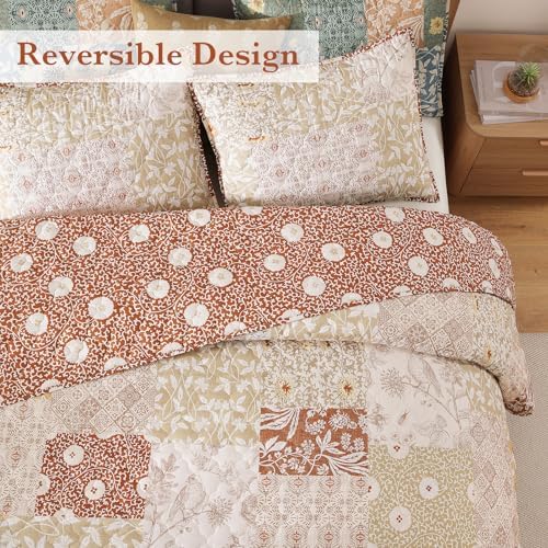 Twin Quilt Set-2 Pieces Soft Twin Bedspread Floral Patchwork Quilt - Image 2
