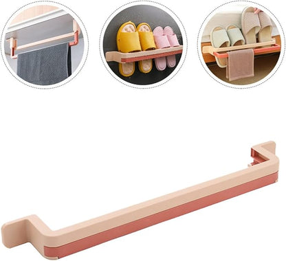 Wall Mounted Bathroom Storage Rack Slippers Organizer Punch-free Pink and Red Hanging Shoe Holder for Bathroom Space Saving