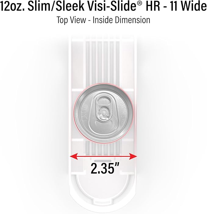 Display Technologies Visi-Slide Drink Organizer for Fridge - 12oz Slim Can Gravity Fed Shelves (Pack of 6)