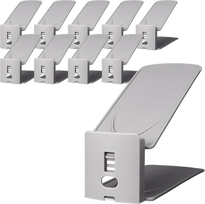 Like IT SH-01L Shoe Storage, Space Saving, 2 x Storage Capacity, Shoe Space Saver, Set of 10, Height Adjustable, Gray, Made in Japan, 10 Pieces, Sneakers Storage, Unisex
