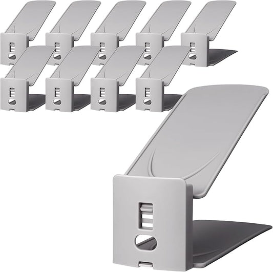 Like IT SH-01L Shoe Storage, Space Saving, 2 x Storage Capacity, Shoe Space Saver, Set of 10, Height Adjustable, Gray, Made in Japan, 10 Pieces, Sneakers Storage, Unisex