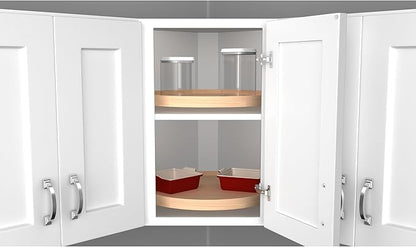 Rev-A-Shelf 18" Single Full Circle Lazy Susan Organizer for Diagonal Corner Kitchen Cabinets, Wooden Turntable Tray with Swivel Bearings, 4WLS001-18-B52