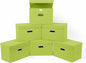 STOREONE Fabric Storage Cube Bins Foldable Organizer Container Collapsible Basket with Lids and Metal Handles, for Home, Bedroom, Closet 6 Pcs (multicolour-green)
