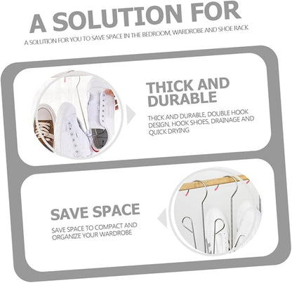 Cabilock Stainless Steel Hanging Shoe Organizer Rack U-Shaped Multi-Function Slippers Drying Hanger for Balcony and Closet, 5pcs with Plastic Caps Random Color Random Color