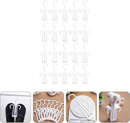 20Pcs White Plastic Shoe Storage Hooks Hanging Shoe Organizer Rack for Drying and Display Slipper Holder for Bedroom Closet and Travel Use