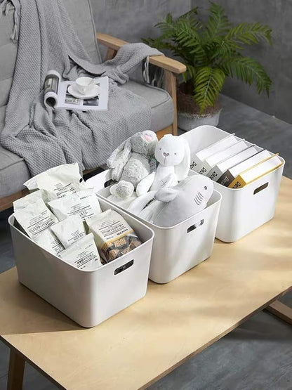 Set Of 8 Plastic Storage Bins,Versatile Kitchen Pantry Organization and Storage,for Plastic Storage Container Under Bed,Under Sink Bathroom Organizer (White, 8 Pack