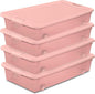 Sterilite 4-Pack 56 Quart Wheeled Latching Box, Underbed Plastic Storage Organizer, Pearl Blush Tint - Under Bed Rolling Container Bin with Lid and Wheels for Home or Dorm Bedrooms and Closets