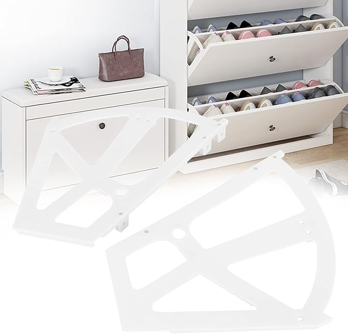 2 Layers Shoes Drawer Cabinet Hinges Black Cabinet Flip Frame Shoe Rack Replacement for Porch Kitchen Living Room(White)