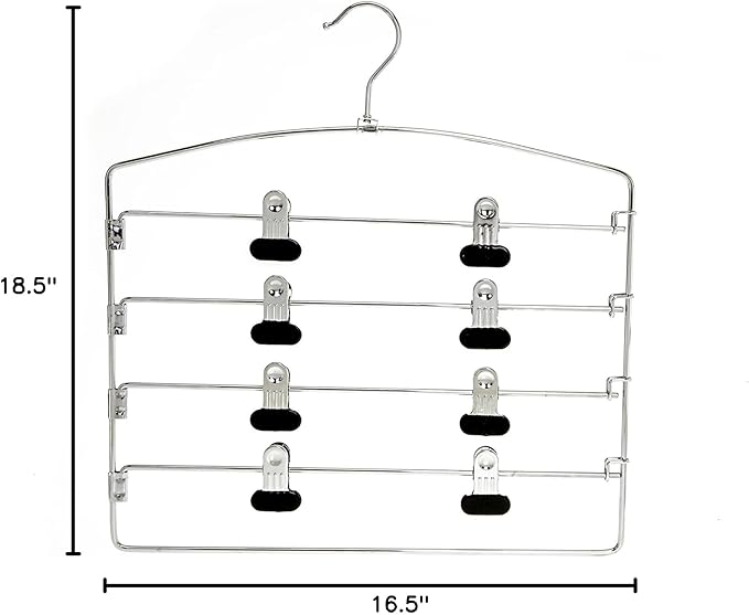 30 Pack Quality Multi Pants Hangers, Space-Saving Multi-Bar Metal Pants Hangers, Stable with Non-Slip Foam Padding, Swivel Hook for 5 Jeans Each, Suit Pants, Scarves, Towels, Trousers (Skirt, 30)