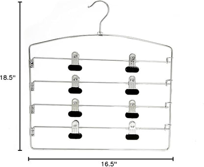 30 Pack Quality Multi Pants Hangers, Space-Saving Multi-Bar Metal Pants Hangers, Stable with Non-Slip Foam Padding, Swivel Hook for 5 Jeans Each, Suit Pants, Scarves, Towels, Trousers (Skirt, 30)