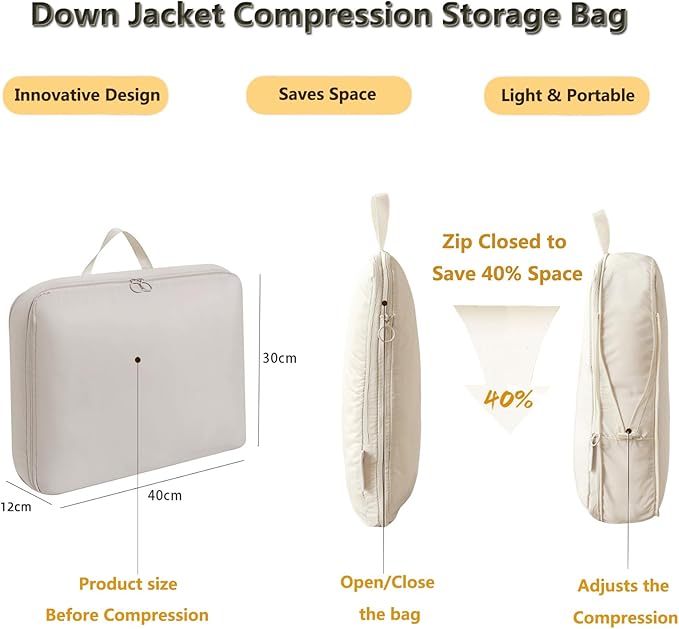 Mecolor Space Saver Compression Storage Bags, Clothes Storage, Bedding Storage, Duvet Storage, Bedding Organiser with Zipper, Pillow, Carrier Bag Storage (gray, S)