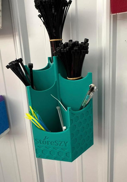 Magnetic Zip Tie Holder – Tool Organizer with Rubberized Magnets | Multiple Sizes & Colors for Garage, Shop, or Toolbox Storage (Purple, Tall-Multipocket)
