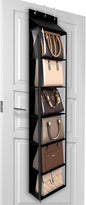 Lirex Over The Door Purse Organizer & Purse Shelf for Closet – Handbag Storage Organizer with Purse Hanger. Perfect for Scarves, Hats, and Leggings. S (11.8'' x 5'' x 51.6''), Black