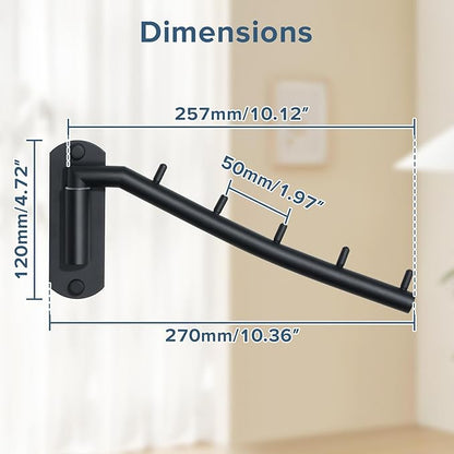 Alise Swing Clothes Hanger Rack,Black Garment Racks Wall Mounted Clothes Bar-Hanger Hooks Heavy Duty Folding Drying Rack Clothing Hanging System Closet Storage Organizer,Pack of 2