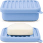Superior Leak-Proof Silicone Travel Soap Case with Drainage Lid/Layer, Compact Bar Soap Container, Durable Soap Holder for Camping, Gym, and Travel Size Toiletries (Light-Blue)