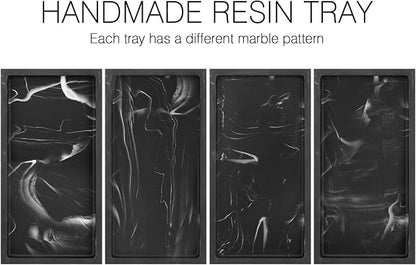 Luxspire Bathroom Vanity Tray, 8 x 4 inch Resin Dresser Jewelry Ring Dish Tank Storage Kitchen Sink Countertop Organizer Plate Holder for Perfume Soap Towel Bathroom Accessories, Mini, Ink Black