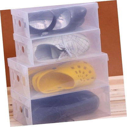 6pcs Shoe Storage Box Plastic Shoes Cases Dustproof and Stackable Bins for Home Organization