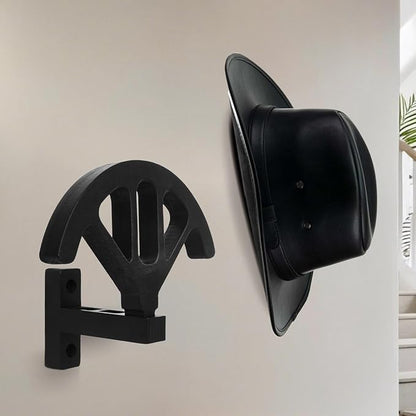 Wall mounted wooden cowboy hat rack, adjustable western cowboy hat rack, used for wide brimmed hats, hat storage, black, for closet entrances, bedrooms, offices