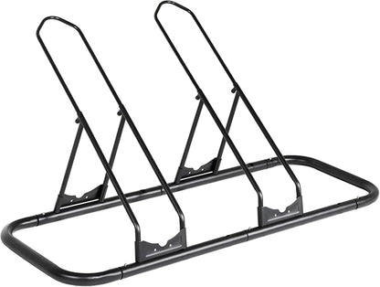 CyclingDeal Bicycle Floor Parking Rack Stand - for Mountain MTB Road Bike - Indoor Home Garage Storage - Adjustable for 2 Fat Bikes