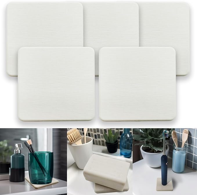 Mucco Water Absorbing Stone Tray for Sink, Premium Diatomaceous Earth Soap Holder Dish，Water Absorbent Diatomite Coasters, Fast Drying Stone Sink Tray for Hand soap & Cups & Drinks Bottles