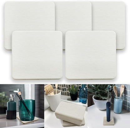 Mucco Water Absorbing Stone Tray for Sink, Premium Diatomaceous Earth Soap Holder Dish，Water Absorbent Diatomite Coasters, Fast Drying Stone Sink Tray for Hand soap & Cups & Drinks Bottles