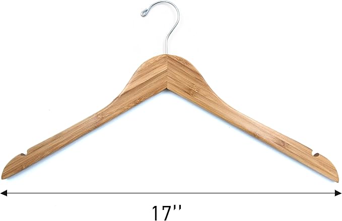 SSWBasics Bamboo Hangers for Clothes - Hanger 17" - Case of 50
